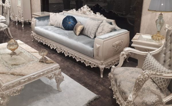 Turkey Classic Furniture - Luxury Furniture ModelsOscar White Classic Sofa Set