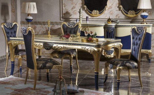 Turkey Classic Furniture - Luxury Furniture ModelsPyramid Blue Classic Dining Room Set