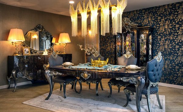 Turkey Classic Furniture - Luxury Furniture ModelsSara Black Classic Dining Room Sets