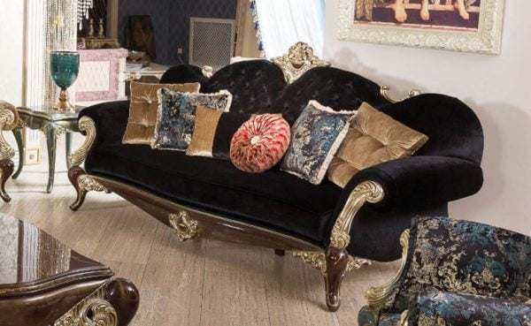 Turkey Classic Furniture - Luxury Furniture ModelsSara Black Classic Sofa Set